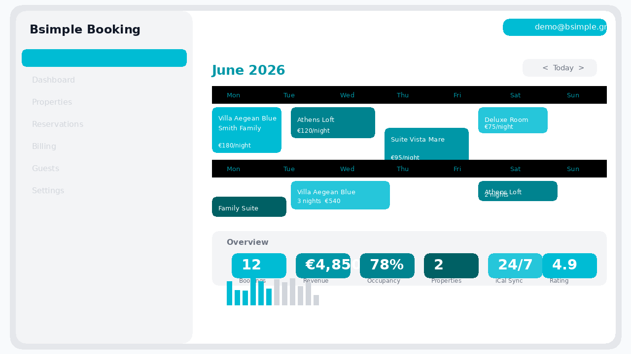 Bsimple Booking Dashboard Preview